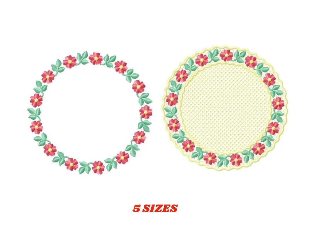 Flowers Frame embroidery designs - Flower embroidery design machine embroidery pattern - Rose embroidery file Marcia Embroidery