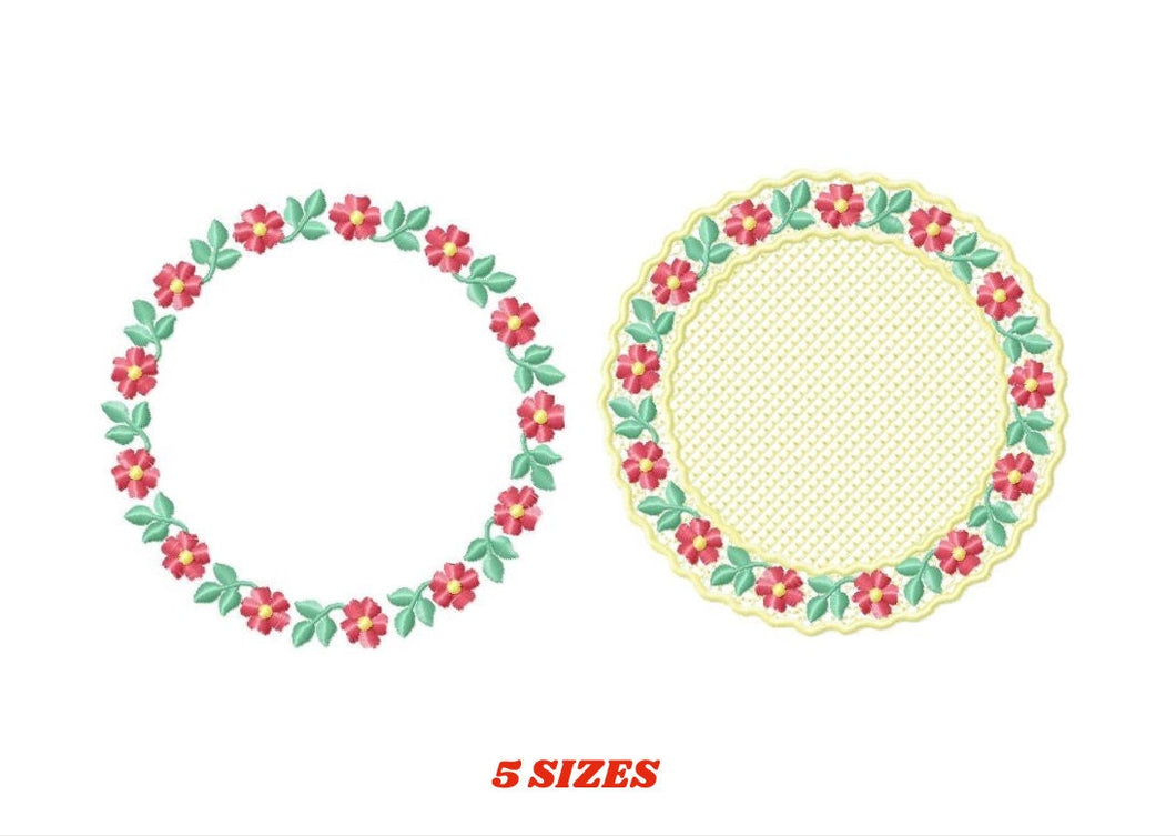 Flowers Frame embroidery designs - Flower embroidery design machine embroidery pattern - Rose embroidery file