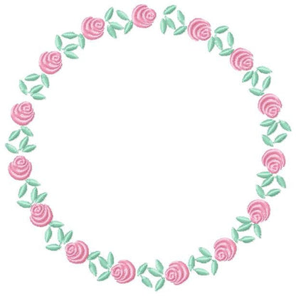 Roses Round Frame embroidery designs - Flower Wreath embroidery design machine embroidery pattern - Floral Garland file - Instant download