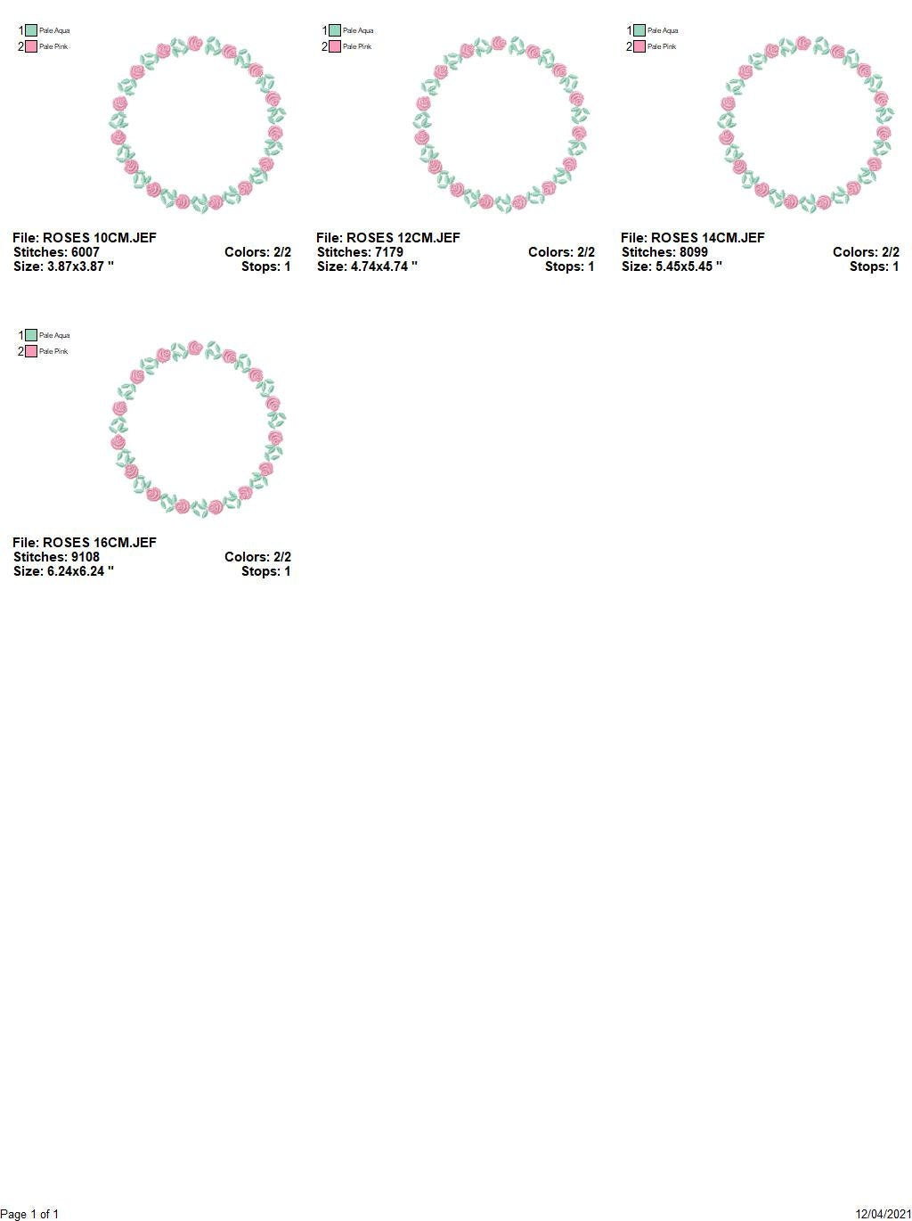 Roses Round Frame embroidery designs - Flower Wreath embroidery design machine embroidery pattern - Floral Garland file - Instant download