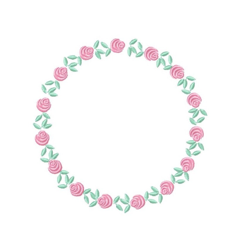 Roses Round Frame embroidery designs - Flower Wreath embroidery design machine embroidery pattern - Floral Garland file - Instant download