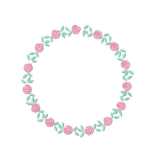 Roses Round Frame embroidery designs - Flower Wreath embroidery design machine embroidery pattern - Floral Garland file - Instant download