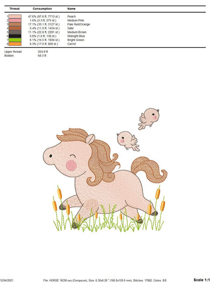 Horse embroidery design - Baby Girl embroidery designs machine embroidery pattern - Birds embroidery file Bird embroidery - instant download - Marcia Embroidery