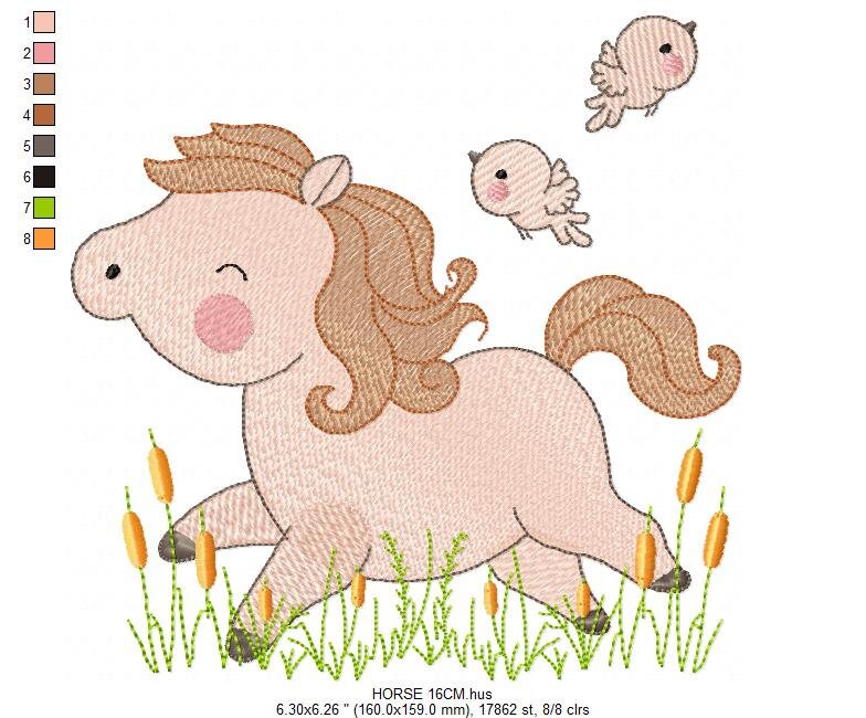 Horse embroidery design - Baby Girl embroidery designs machine embroidery pattern - Birds embroidery file Bird embroidery - instant download - Marcia Embroidery