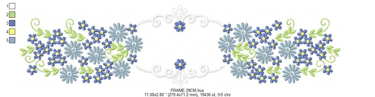 Monogram Frame embroidery designs - Flower embroidery design machine embroidery pattern - Rose wreath embroidery file - instant download