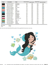 Cargar imagen en el visor de la galería, Mermaid embroidery designs - Princess embroidery design machine embroidery pattern - Mermaid rippled design - Girl embroidery file download
