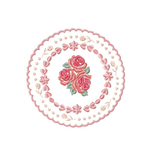 Flowers embroidery designs - Roses Frame Tag machine embroidery pattern - Floral Kitchen Towel - Instant digital download pes jef dst hus