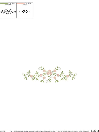 Flowers embroidery designs - Roses embroidery design machine embroidery pattern - entwined roses embroidery file - instant download towel Marcia Embroidery