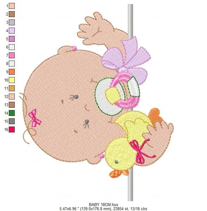 Peek a boo Baby girl with pacifier embroidery designs - Newborn baby machine embroidery pattern file - Instant digital download pes jef dst Marcia Embroidery