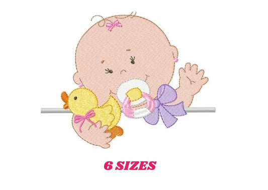 Peek a boo Baby girl with pacifier embroidery designs - Newborn baby machine embroidery pattern file - Instant digital download pes jef dst Marcia Embroidery
