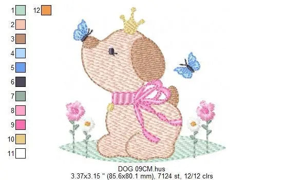 Female Dog embroidery designs - Dogs embroidery design machine embroidery pattern - Puppy embroidery file -  baby girl embroidery download Marcia Embroidery