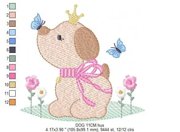 Female Dog embroidery designs - Dogs embroidery design machine embroidery pattern - Puppy embroidery file -  baby girl embroidery download Marcia Embroidery