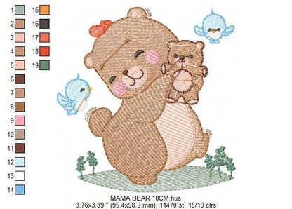 Mama Bear embroidery design - Teddy bear embroidery design machine embroidery pattern - Baby Girl embroidery file - instant digital download Marcia Embroidery