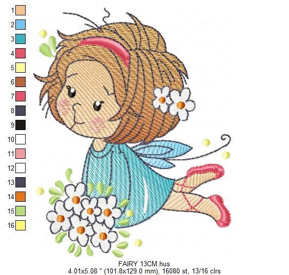 Fairy embroidery designs - Baby girl embroidery design machine embroidery pattern - Pixie embroidery file - Fairy design Instant Download - Marcia Embroidery