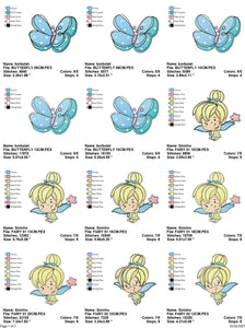 Fairy embroidery designs set - Baby girl embroidery design machine embroidery pattern - Pixie embroidery file - Fairies fantasy wand flower