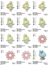 Cargar imagen en el visor de la galería, Fairy embroidery designs set - Baby girl embroidery design machine embroidery pattern - Pixie embroidery file - Fairies fantasy wand flower
