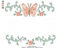 Cargar imagen en el visor de la galería, Flower frame embroidery designs - Butterfly embroidery design machine embroidery pattern - Tea towel embroidery file - kitchen cloth pes
