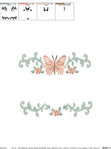 Flower frame embroidery designs - Butterfly embroidery design machine embroidery pattern - Tea towel embroidery file - kitchen cloth pes