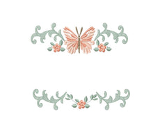 Load image into Gallery viewer, Flower frame embroidery designs - Butterfly embroidery design machine embroidery pattern - Tea towel embroidery file - kitchen cloth pes
