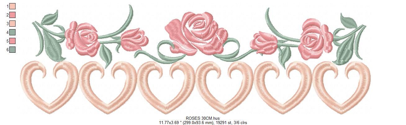 Roses embroidery designs - Kitchen Towel embroidery design machine embroidery pattern - Floral embroidery file - instant download pes jef