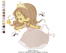 Charger l&#39;image dans la galerie, Fairy embroidery designs - Baby girl embroidery design machine embroidery pattern - Pixie embroidery file - Fairy design Instant Download
