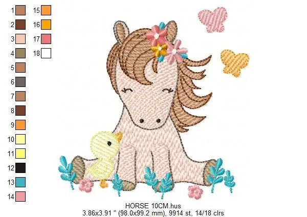 Horse embroidery design - Baby Girl embroidery designs machine embroidery pattern - Duck embroidery file Bird embroidery - instant download Marcia Embroidery