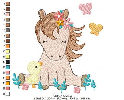 Horse embroidery design - Baby Girl embroidery designs machine embroidery pattern - Duck embroidery file Bird embroidery - instant download Marcia Embroidery