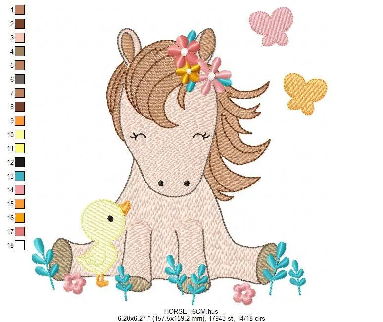 Horse embroidery design - Baby Girl embroidery designs machine embroidery pattern - Duck embroidery file Bird embroidery - instant download Marcia Embroidery