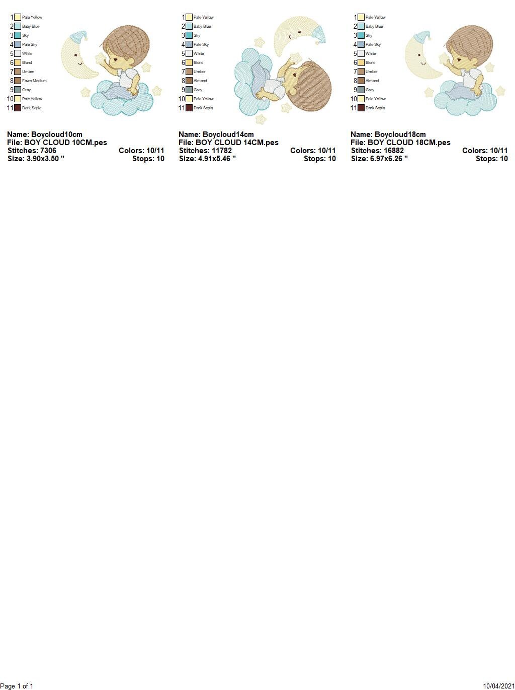 Baby boy with moon and stars embroidery designs - Angel with clouds machine embroidery pattern - Instant digital download pes jef dst hus