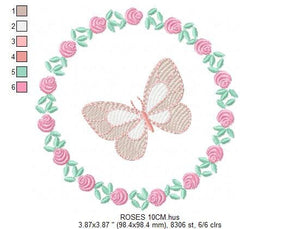 Frame embroidery designs - Flower embroidery design machine embroidery pattern - Rose embroidery file girl embroidery - roses frame design