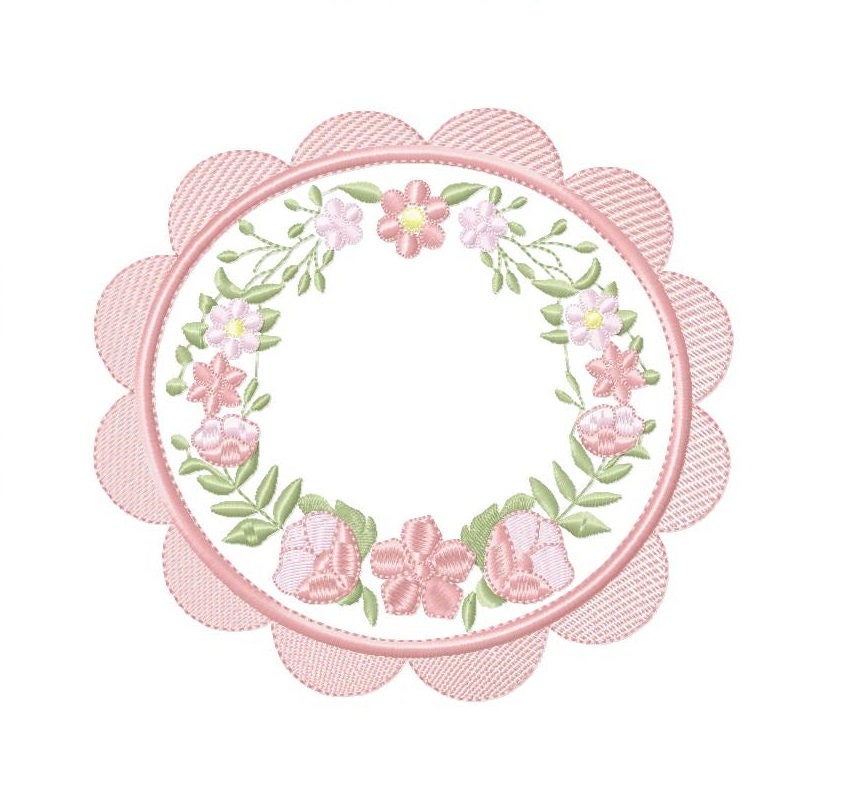 Frame embroidery designs - Flowers embroidery design machine embroidery pattern - baby girl embroidery file - Flower Wreath design download