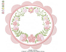 Charger l&#39;image dans la galerie, Frame embroidery designs - Flowers embroidery design machine embroidery pattern - baby girl embroidery file - Flower Wreath design download
