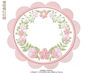 Frame embroidery designs - Flowers embroidery design machine embroidery pattern - baby girl embroidery file - Flower Wreath design download