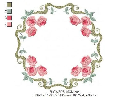 Monogram Frame embroidery designs - Flower embroidery design machine embroidery pattern - Rose wreath embroidery file - baby girl embroidery Marcia Embroidery