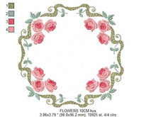 Charger l&#39;image dans la galerie, Monogram Frame embroidery designs - Flower embroidery design machine embroidery pattern - Rose wreath embroidery file - baby girl embroidery
