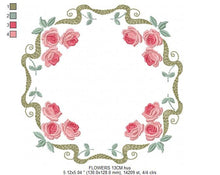 Charger l&#39;image dans la galerie, Monogram Frame embroidery designs - Flower embroidery design machine embroidery pattern - Rose wreath embroidery file - baby girl embroidery
