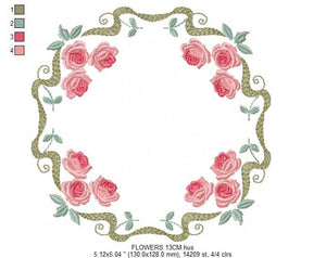 Monogram Frame embroidery designs - Flower embroidery design machine embroidery pattern - Rose wreath embroidery file - baby girl embroidery