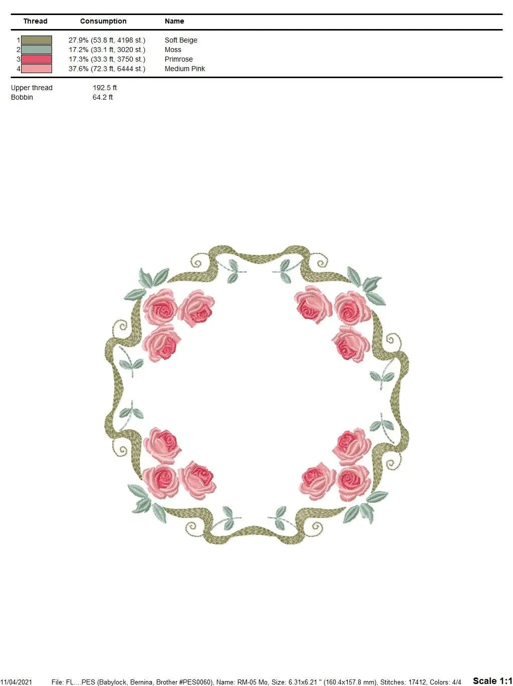 Monogram Frame embroidery designs - Flower embroidery design machine embroidery pattern - Rose wreath embroidery file - baby girl embroidery Marcia Embroidery