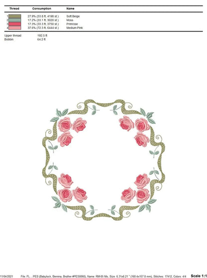 Monogram Frame embroidery designs - Flower embroidery design machine embroidery pattern - Rose wreath embroidery file - baby girl embroidery Marcia Embroidery