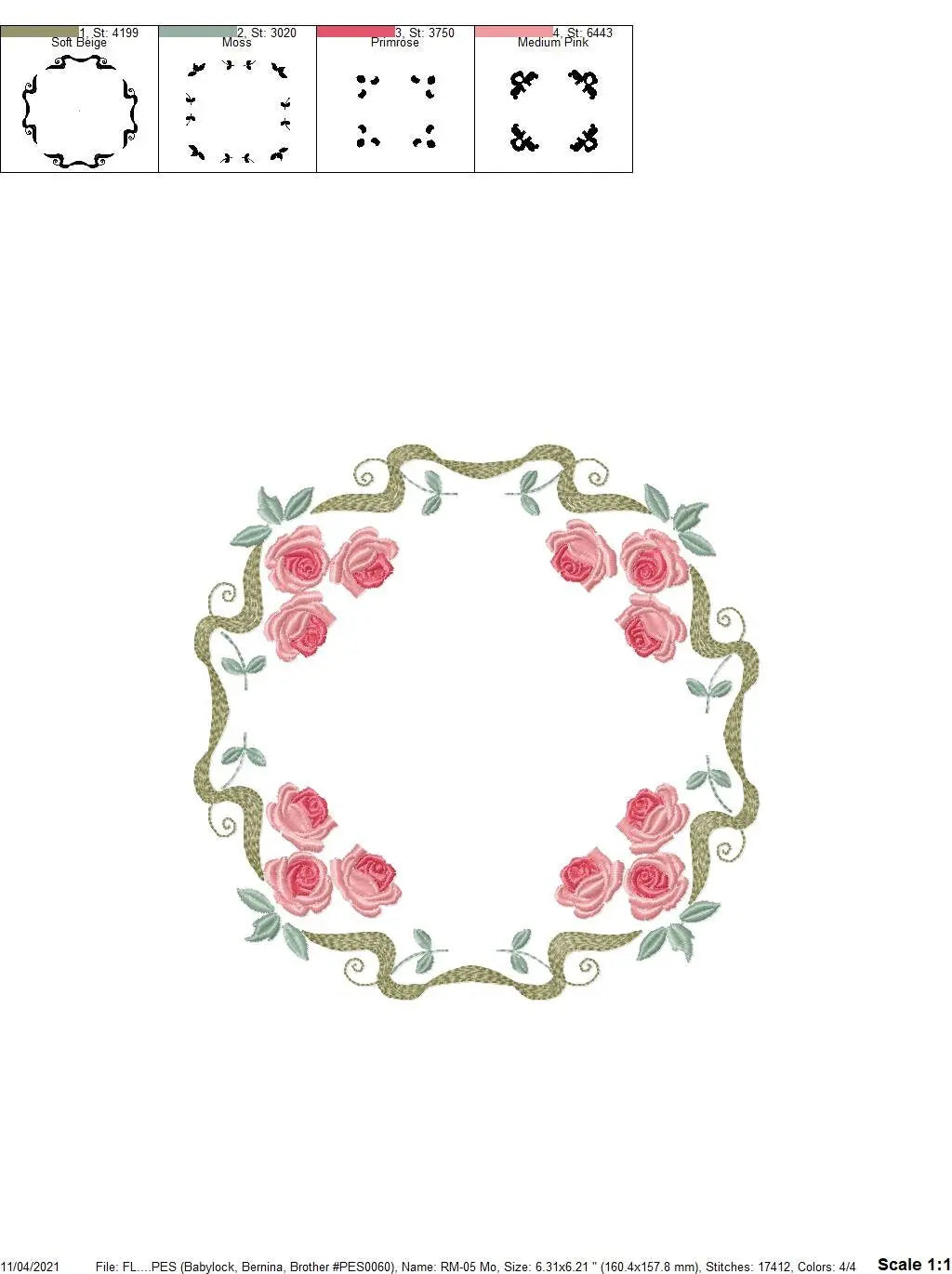 Monogram Frame embroidery designs - Flower embroidery design machine embroidery pattern - Rose wreath embroidery file - baby girl embroidery Marcia Embroidery