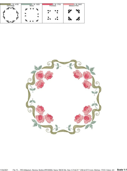 Monogram Frame embroidery designs - Flower embroidery design machine embroidery pattern - Rose wreath embroidery file - baby girl embroidery Marcia Embroidery