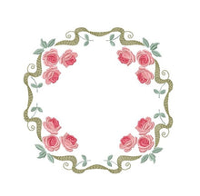 Charger l&#39;image dans la galerie, Monogram Frame embroidery designs - Flower embroidery design machine embroidery pattern - Rose wreath embroidery file - baby girl embroidery
