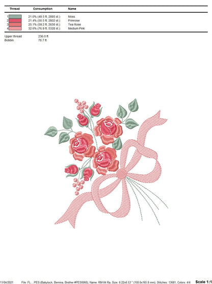 Flowers embroidery designs - Kitchen Towel embroidery design machine embroidery pattern - Roses embroidery file -  Roses Bouquet embroidery