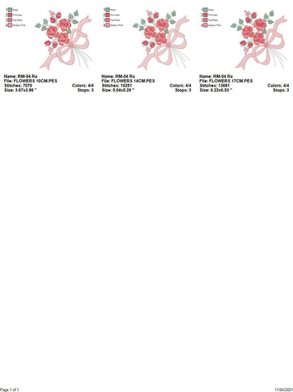 Flowers embroidery designs - Kitchen Towel embroidery design machine embroidery pattern - Roses embroidery file -  Roses Bouquet embroidery