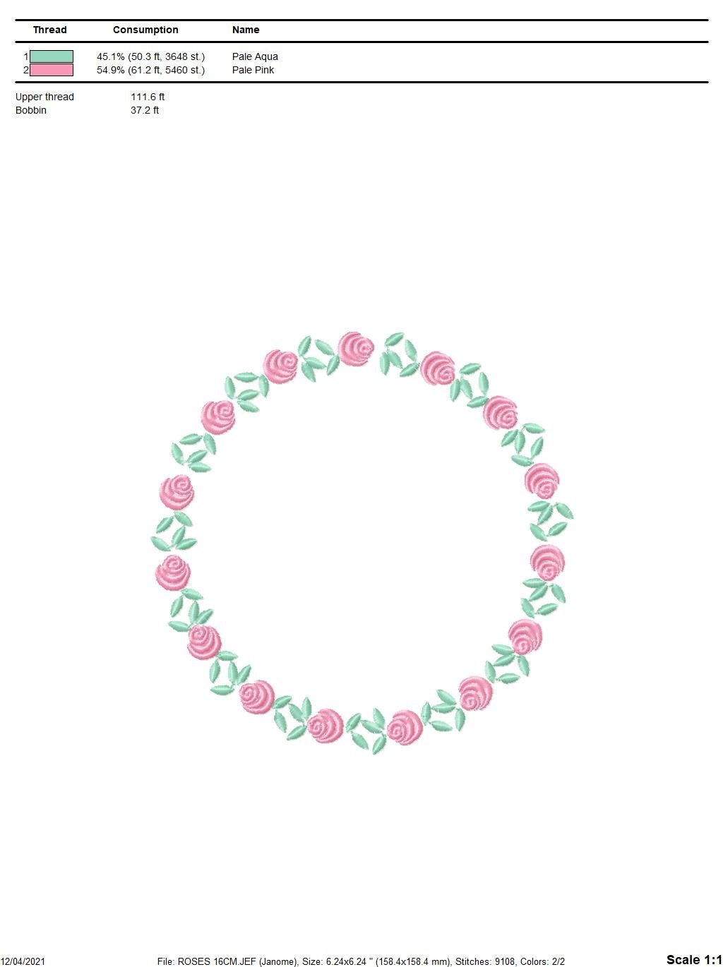 Roses Round Frame embroidery designs - Flower Wreath embroidery design machine embroidery pattern - Floral Garland file - Instant download