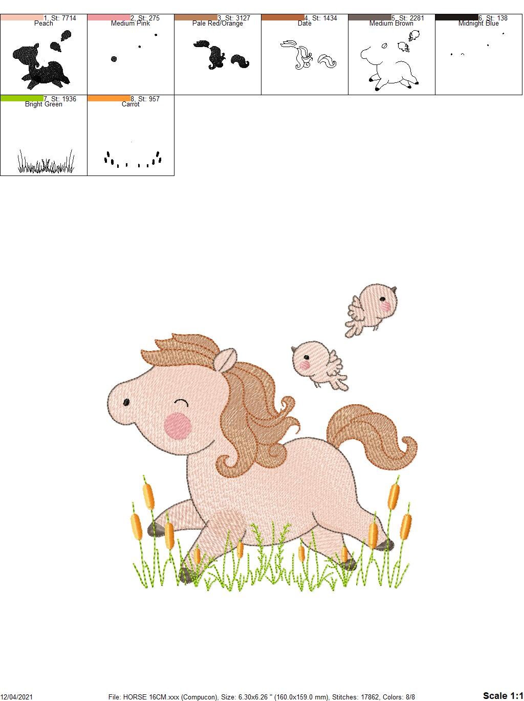 Horse embroidery design - Baby Girl embroidery designs machine embroidery pattern - Birds embroidery file Bird embroidery - instant download - Marcia Embroidery