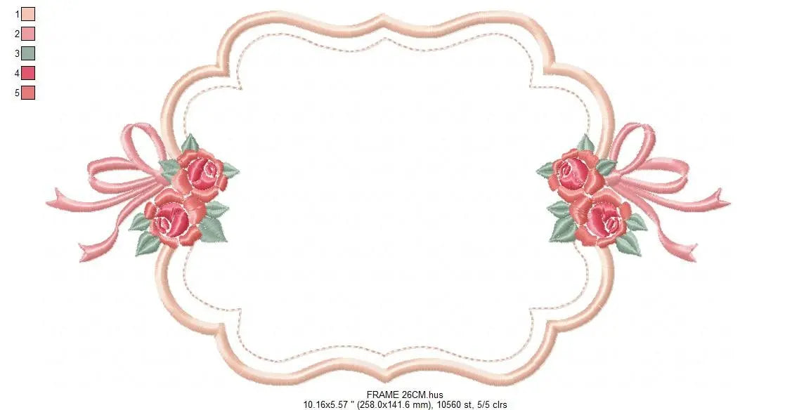 Frame embroidery designs - Monogram Frame with Flowers machine embroidery pattern - Roses applique file - Instant digital download pes jef Marcia Embroidery