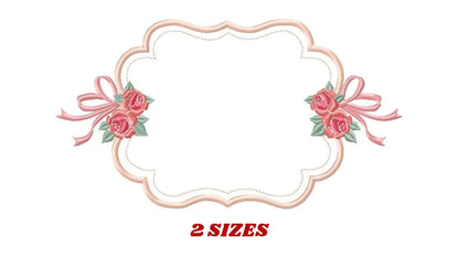 Frame embroidery designs - Monogram Frame with Flowers machine embroidery pattern - Roses applique file - Instant digital download pes jef Marcia Embroidery