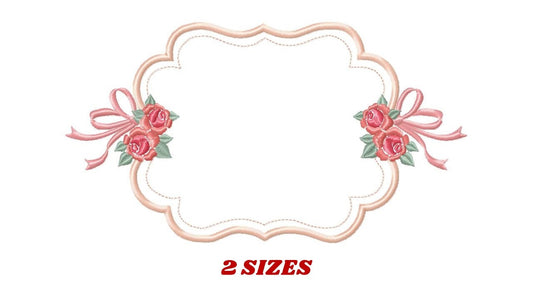 Frame embroidery designs - Flower embroidery design machine embroidery pattern - Roses embroidery file - monogram frame applique design