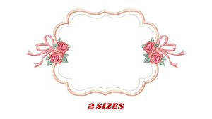 Frame embroidery designs - Flower embroidery design machine embroidery pattern - Roses embroidery file - monogram frame applique design